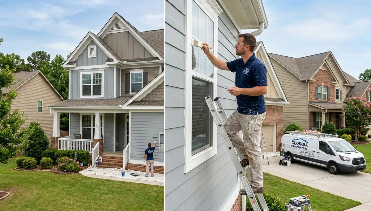 Professional house painters completing exterior home painting in Chattanooga, TN