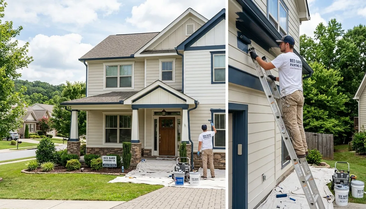 Professional house painters in Chattanooga TN applying exterior paint to residential home