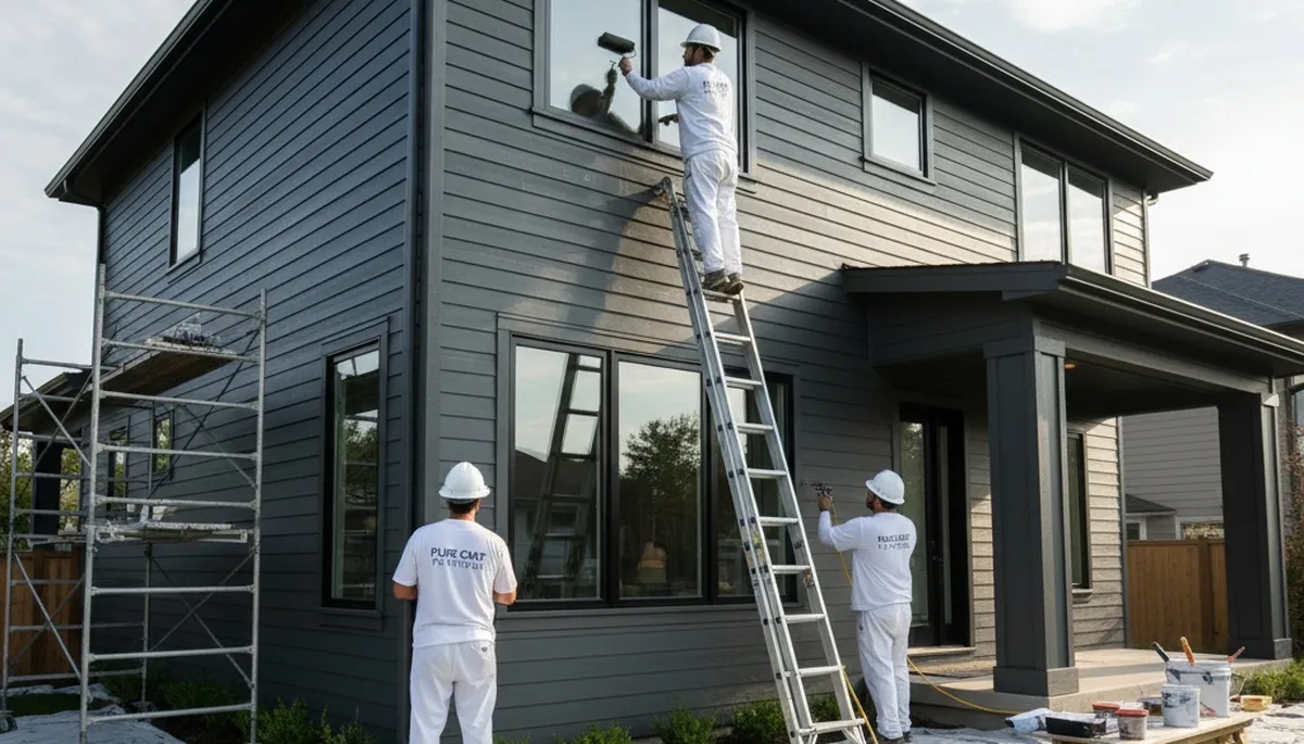 Professional siding painting on Chattanooga TN home by expert exterior house painters