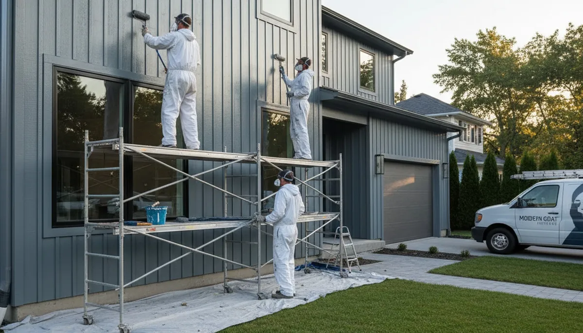 Professional siding painting on Chattanooga, TN home exterior by expert local house painters